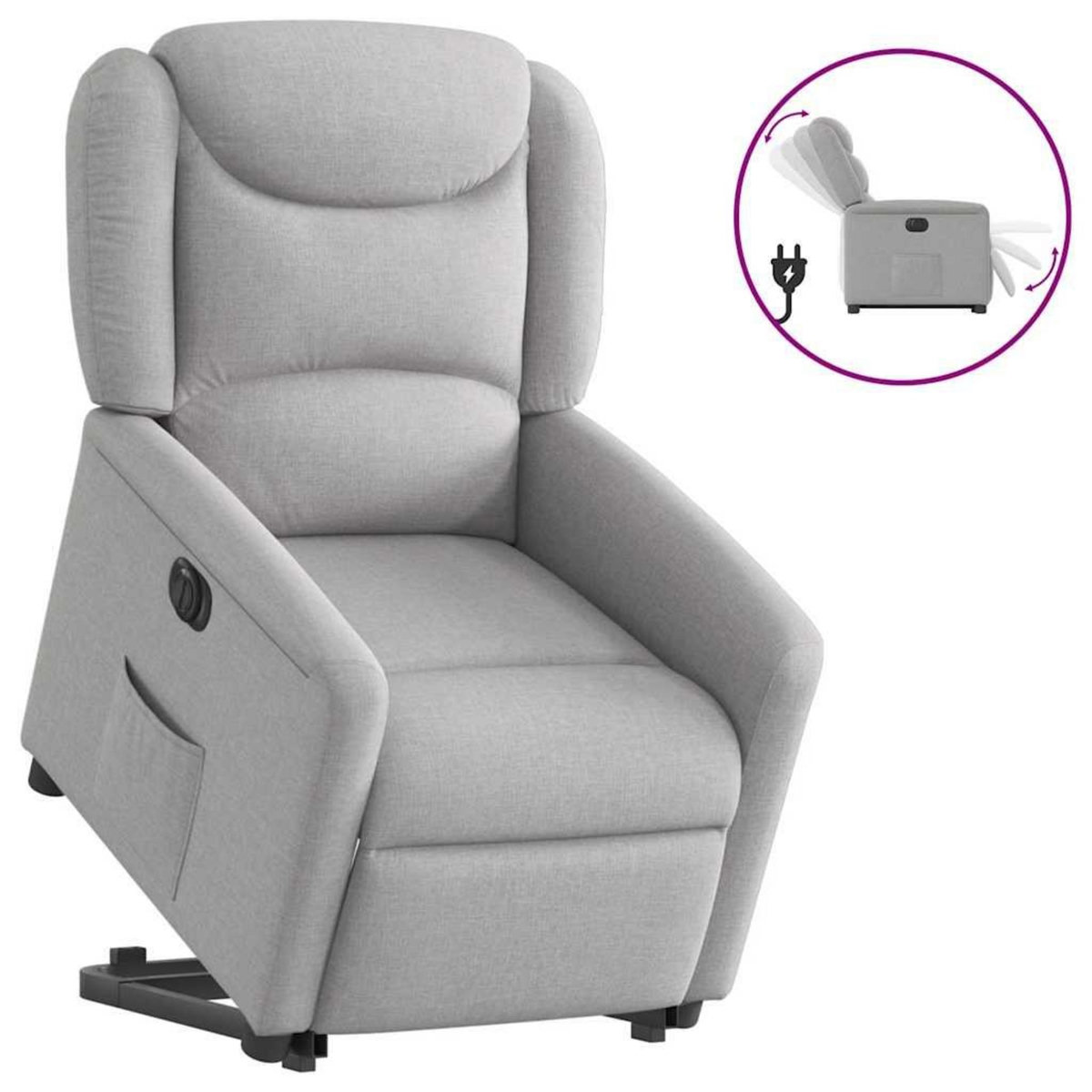 VIDAXL Fauteuil inclinable electrique gris nuage tissu