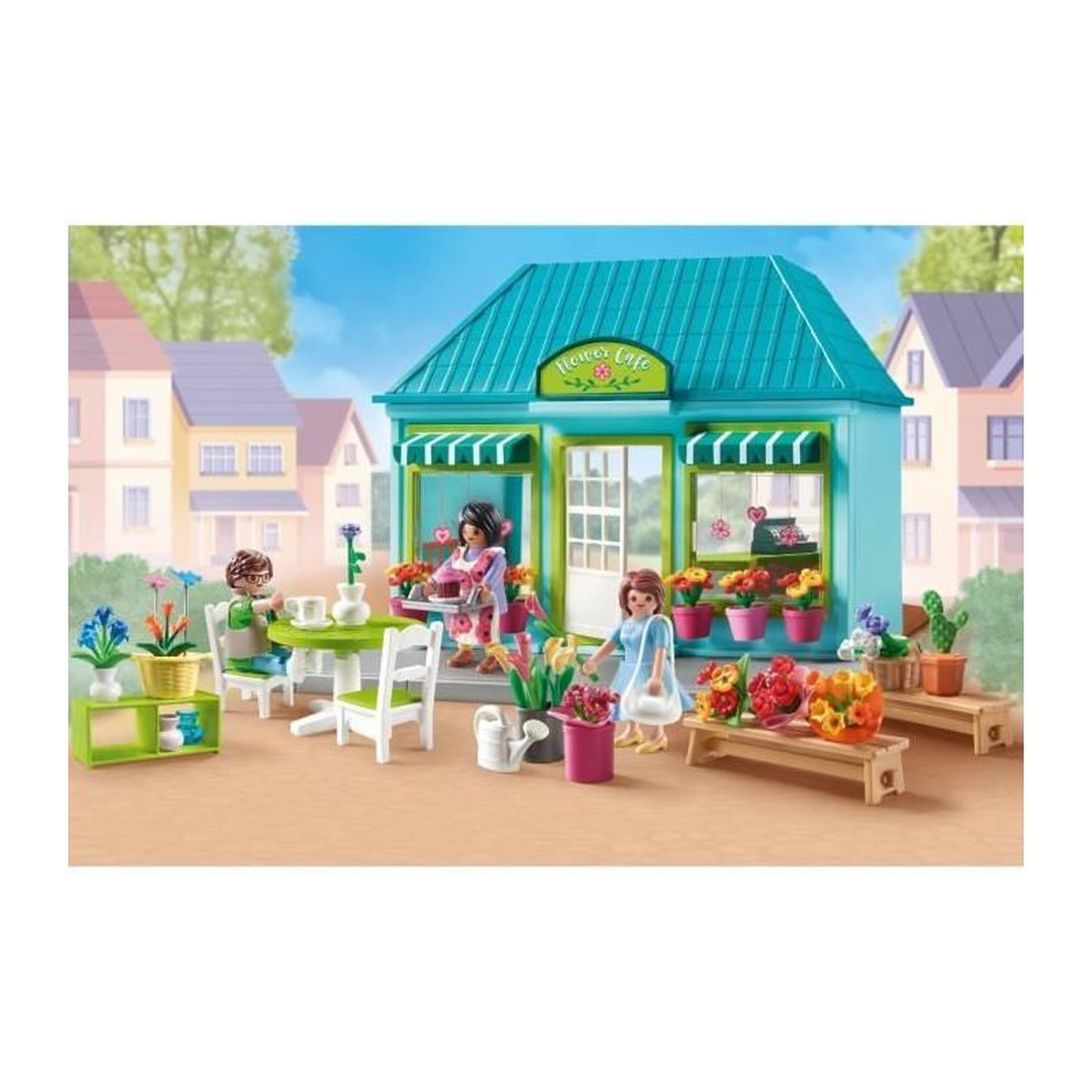 Voir la diapositive 2 : PLAYMOBIL Ensemble de jeu Playmobil Boutique de fleuriste et salon de thé Playmobil