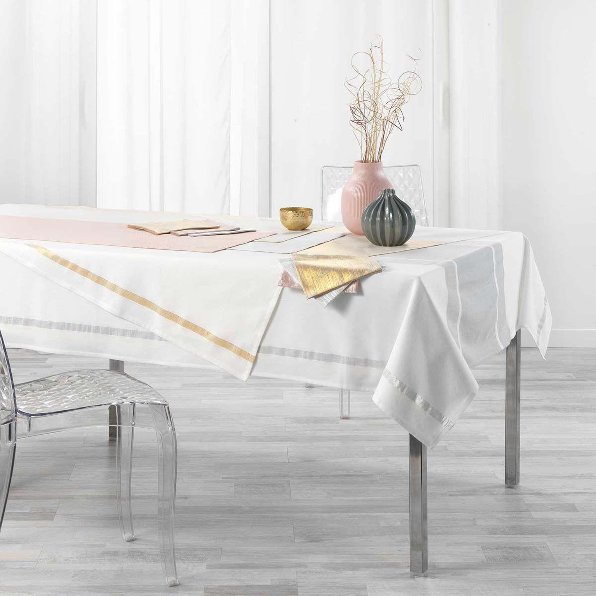 Voir la diapositive 4 : Douceur d'Intérieur Nappe rectangulaire  elegancia  140x240cm rose