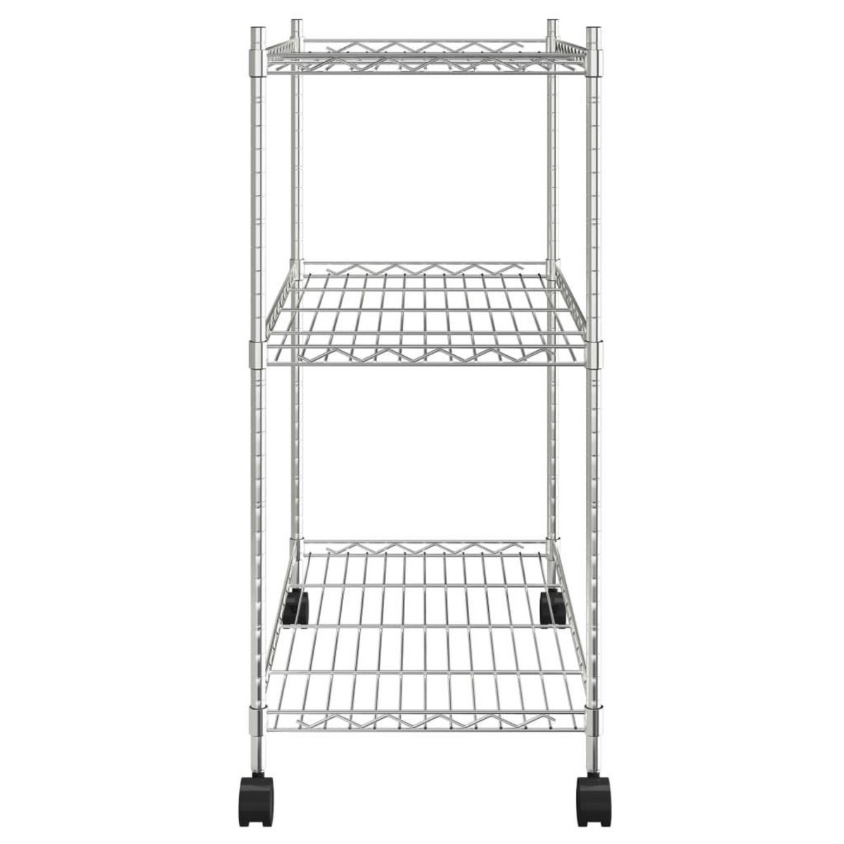 VIDAXL Etagere de rangement 3 niveaux et roues 60x35x81cm chrome 150kg
