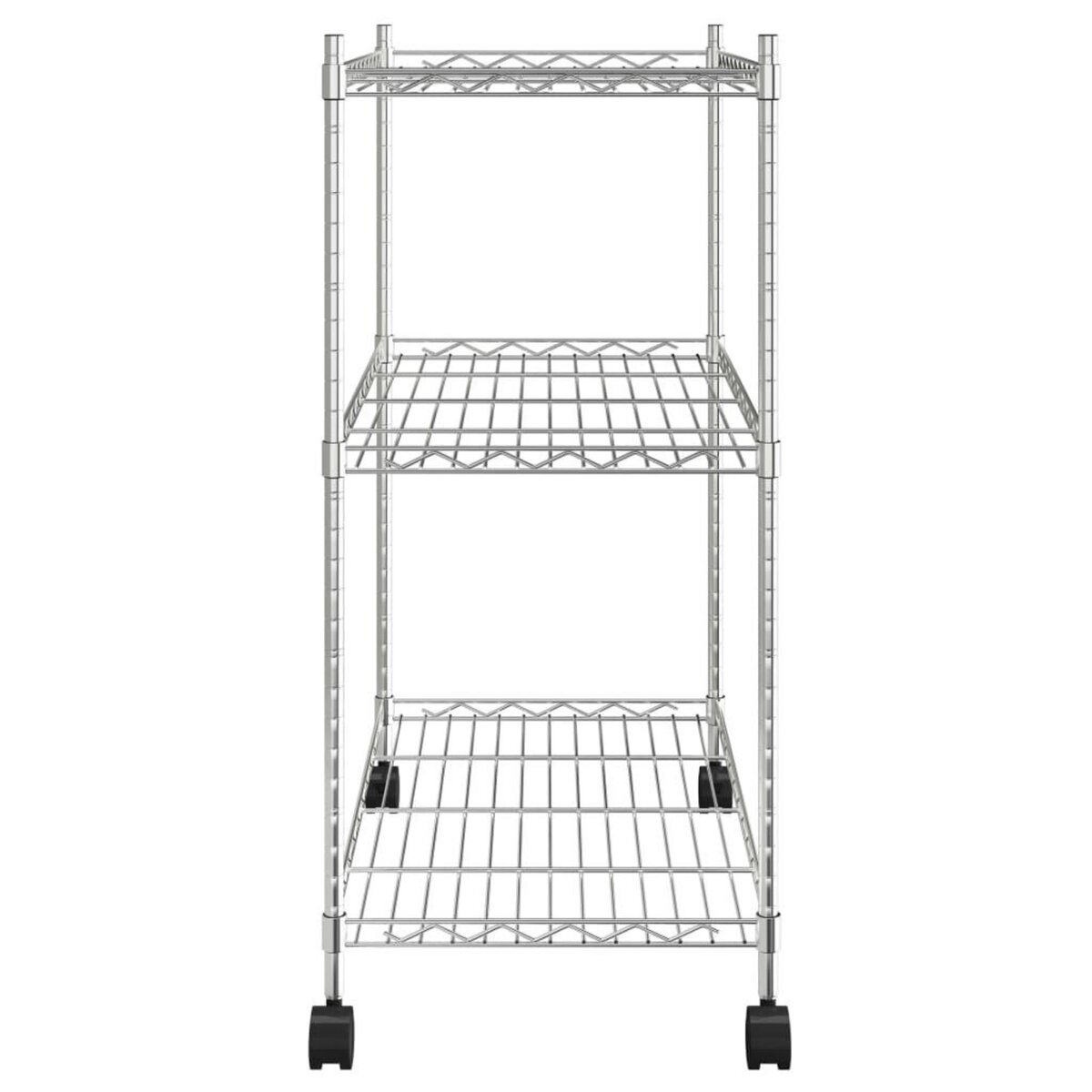VIDAXL Etagere de rangement 3 niveaux et roues 60x35x81cm chrome 150kg