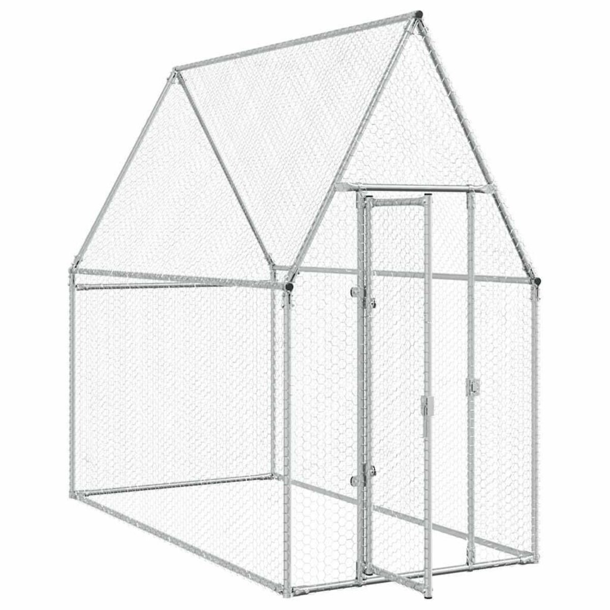 VIDAXL Cage pour poules argente 200x100x190 cm acier galvanise