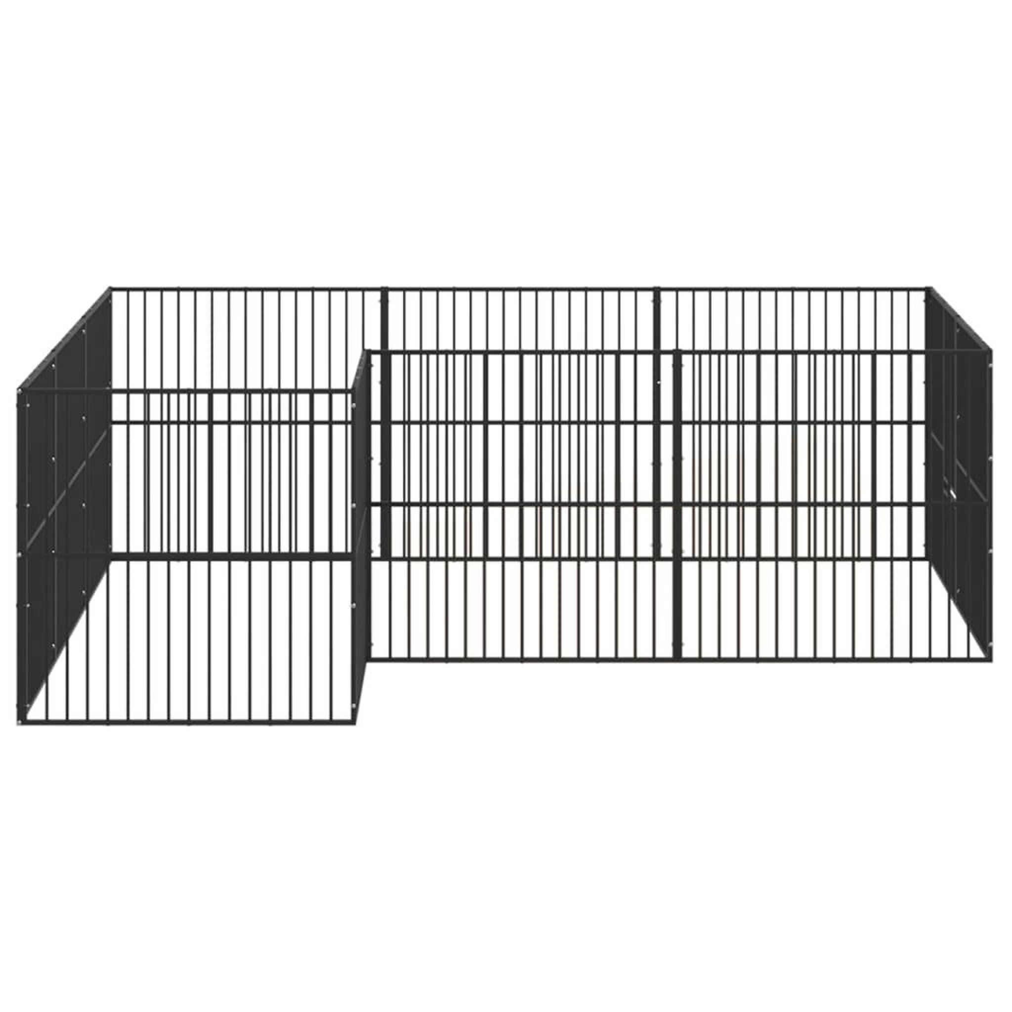 Voir la diapositive 5 : VIDAXL Parc pour chien 12 panneaux noir acier galvanise