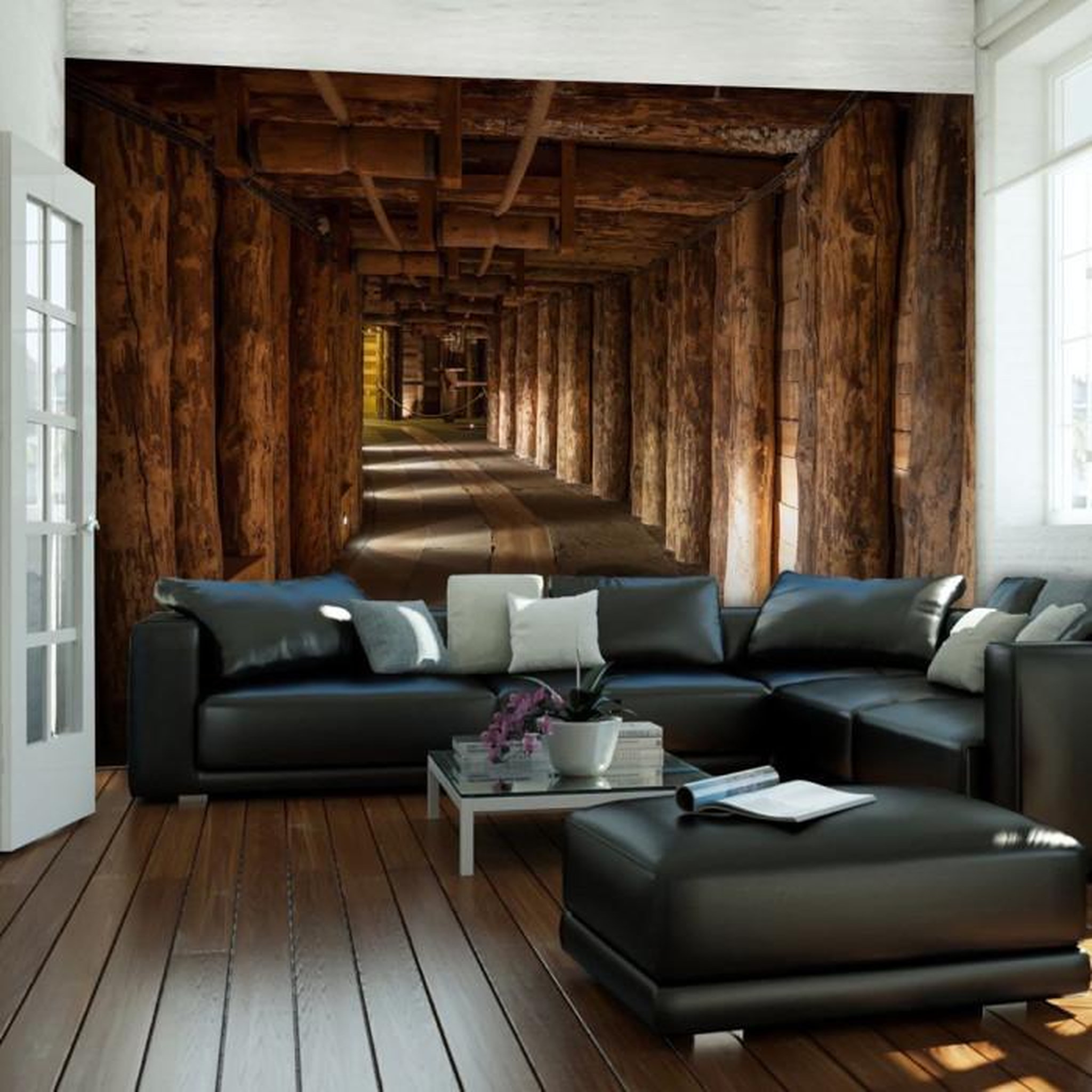 Paris Prix Papier Peint  Wooden Passage. Coloris disponibles : Multicolore