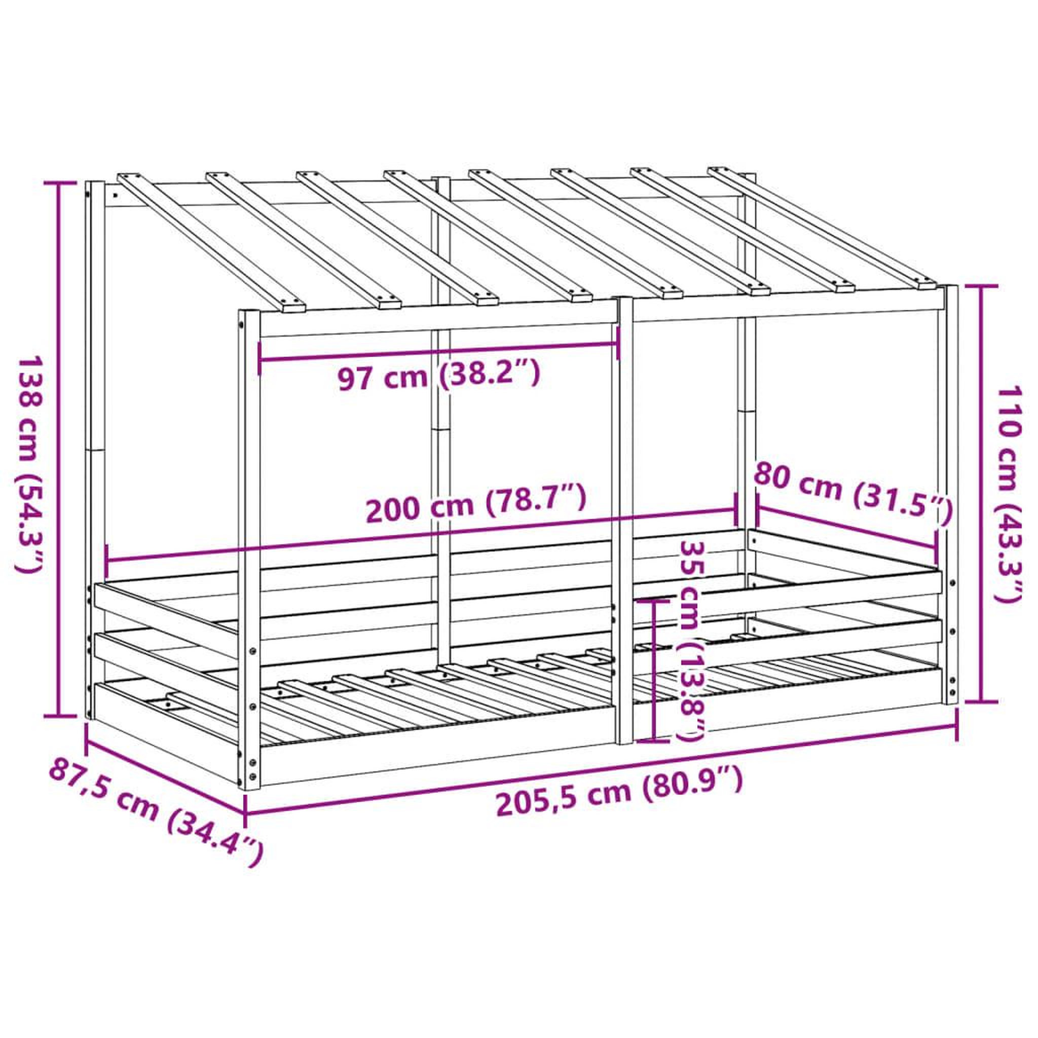 Voir la diapositive 6 : VIDAXL Lit pour enfants sans matelas blanc 80x200 cm bois pin massif