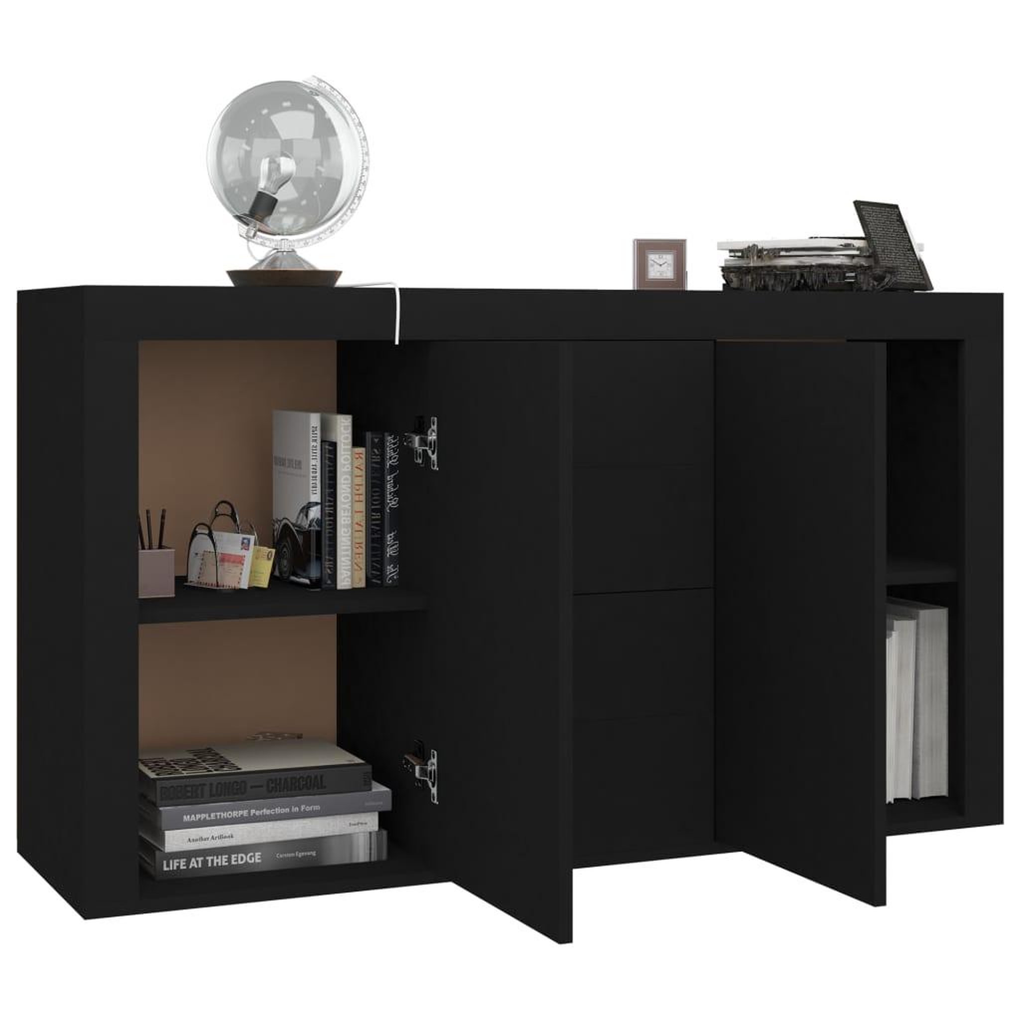Voir la diapositive 4 : VIDAXL Buffet Noir 120x36x69 cm Bois d'ingenierie