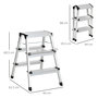 Voir la diapositive 3 : HOMCOM Marchepied escabeau double pliant antidérapant 3 marches hauteur max. 60 cm charge max. 150 Kg acier alu.