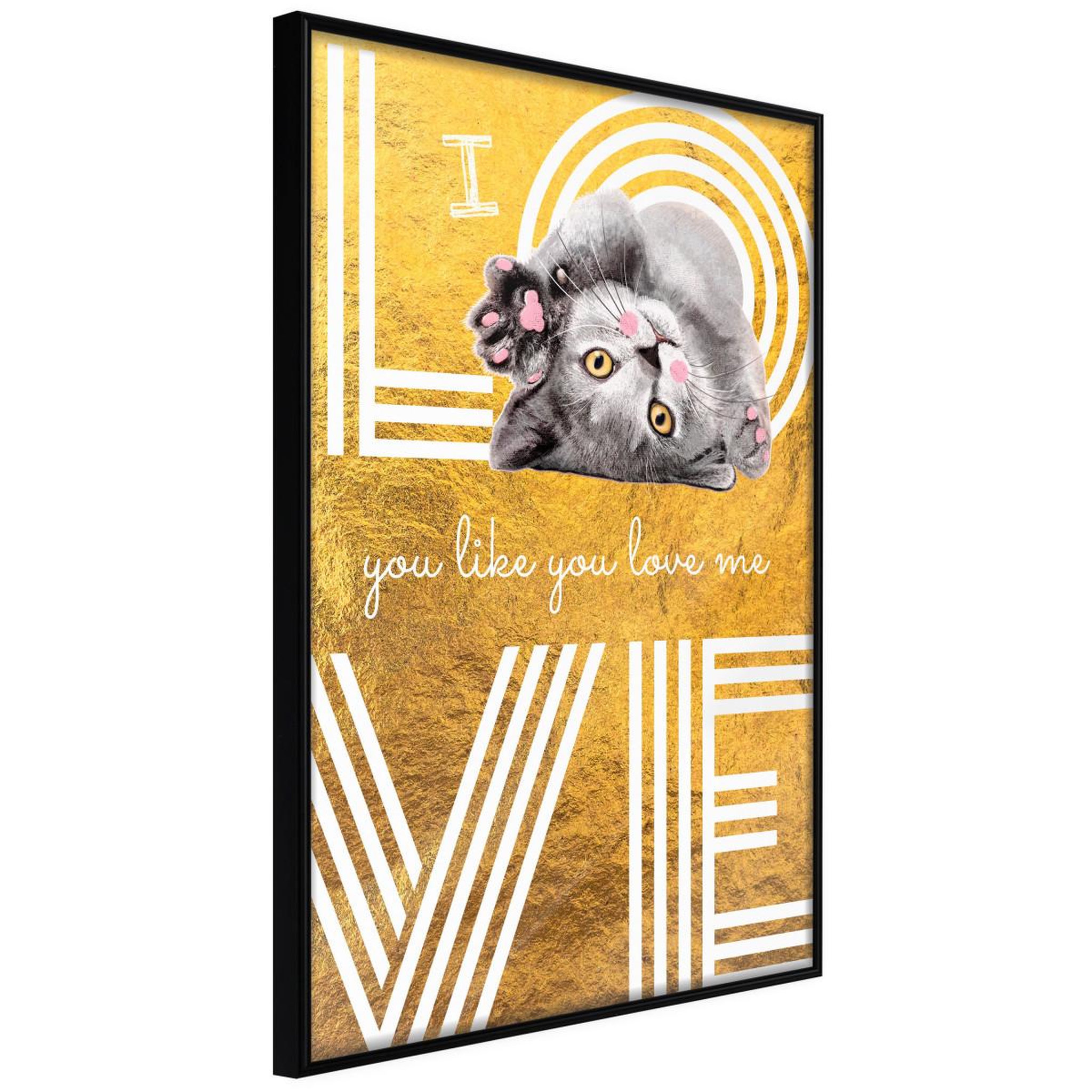 Paris Prix Affiche murale encadrée  cat love. Coloris disponibles : Noir, Jaune