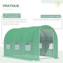 Voir la diapositive 4 : OUTSUNNY Serre de jardin tunnel surface sol 6 m² 3L x 2l x 2H m châssis tubulaire renforcé porte zippée 6 fenêtres enroulables vert