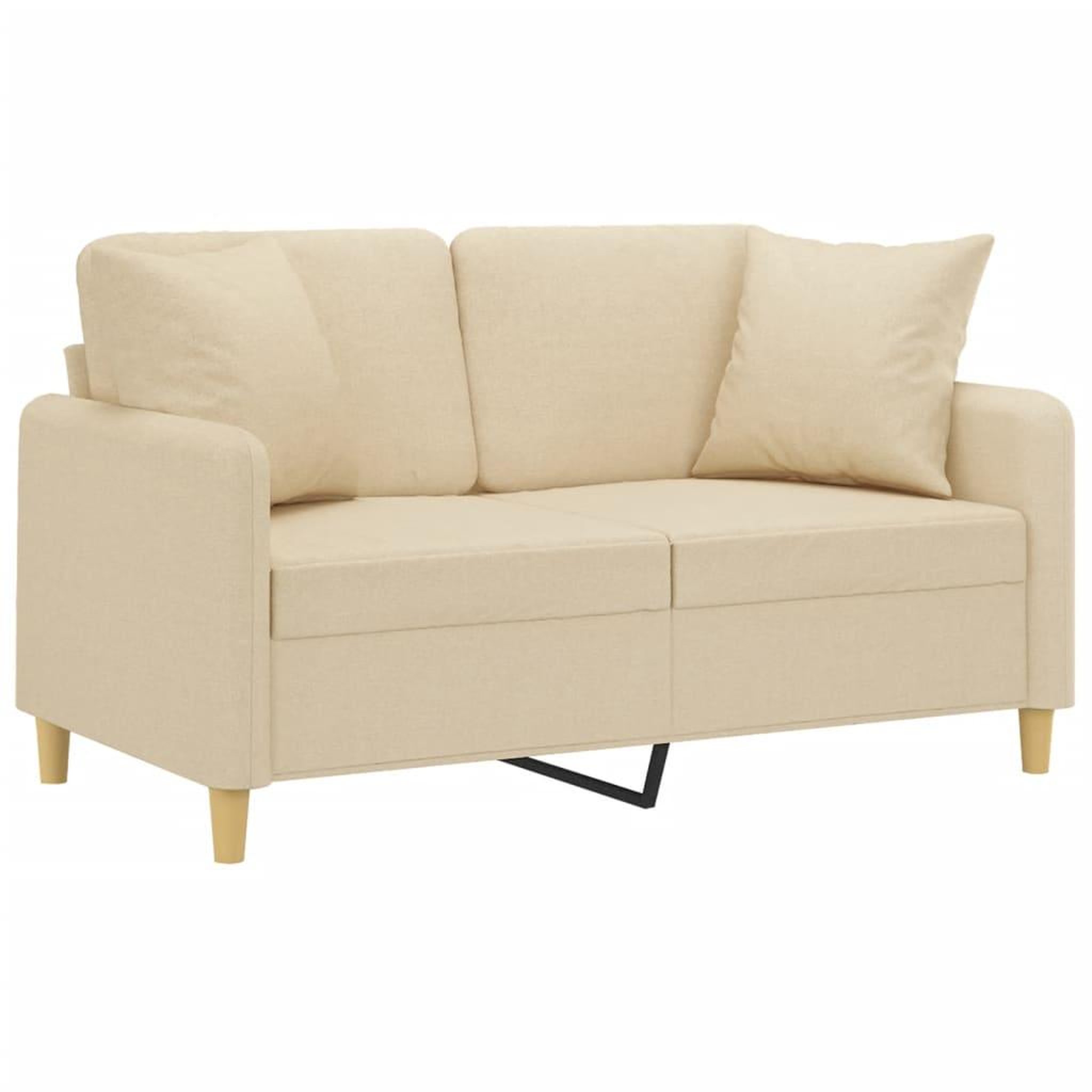 Voir la diapositive 2 : VIDAXL Canape 2 places avec oreillers decoratifs creme 120 cm tissu