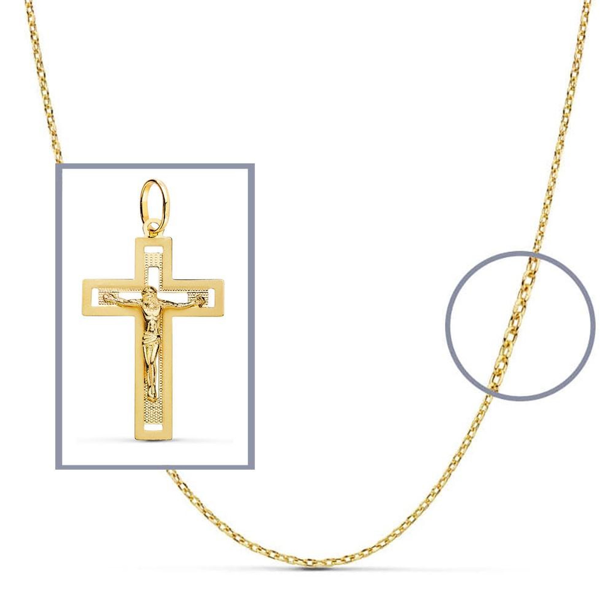 Voir la diapositive 2 : L'ATELIER D'AZUR Pendentif  - Médaille Christ sur la Croix Or 18 Carats 750 Jaune - Chaine Offerte
