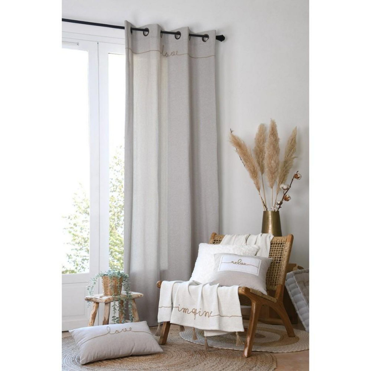 Lovely Casa Rideau à œillets 140x260 cm Imagine coton