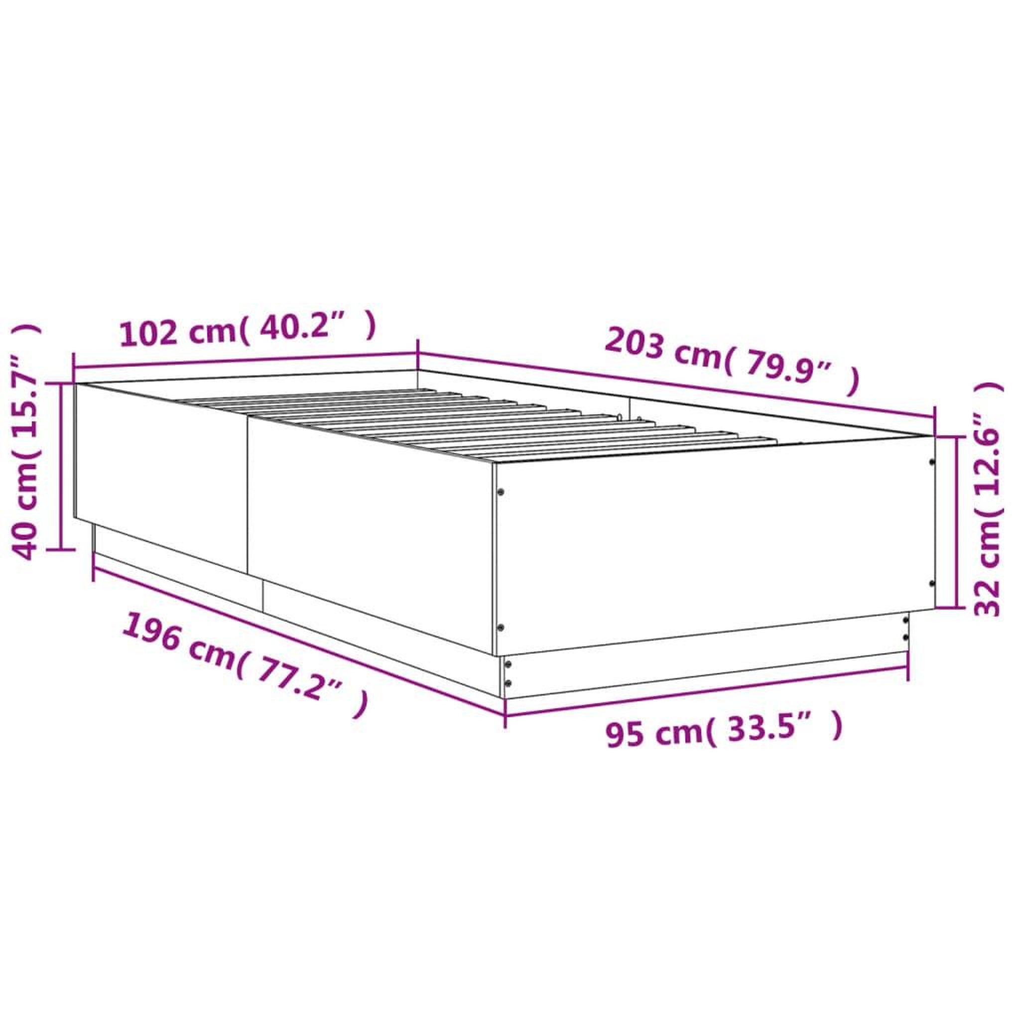 Voir la diapositive 6 : VIDAXL Cadre de lit avec LED sans matelas chene marron 100x200 cm