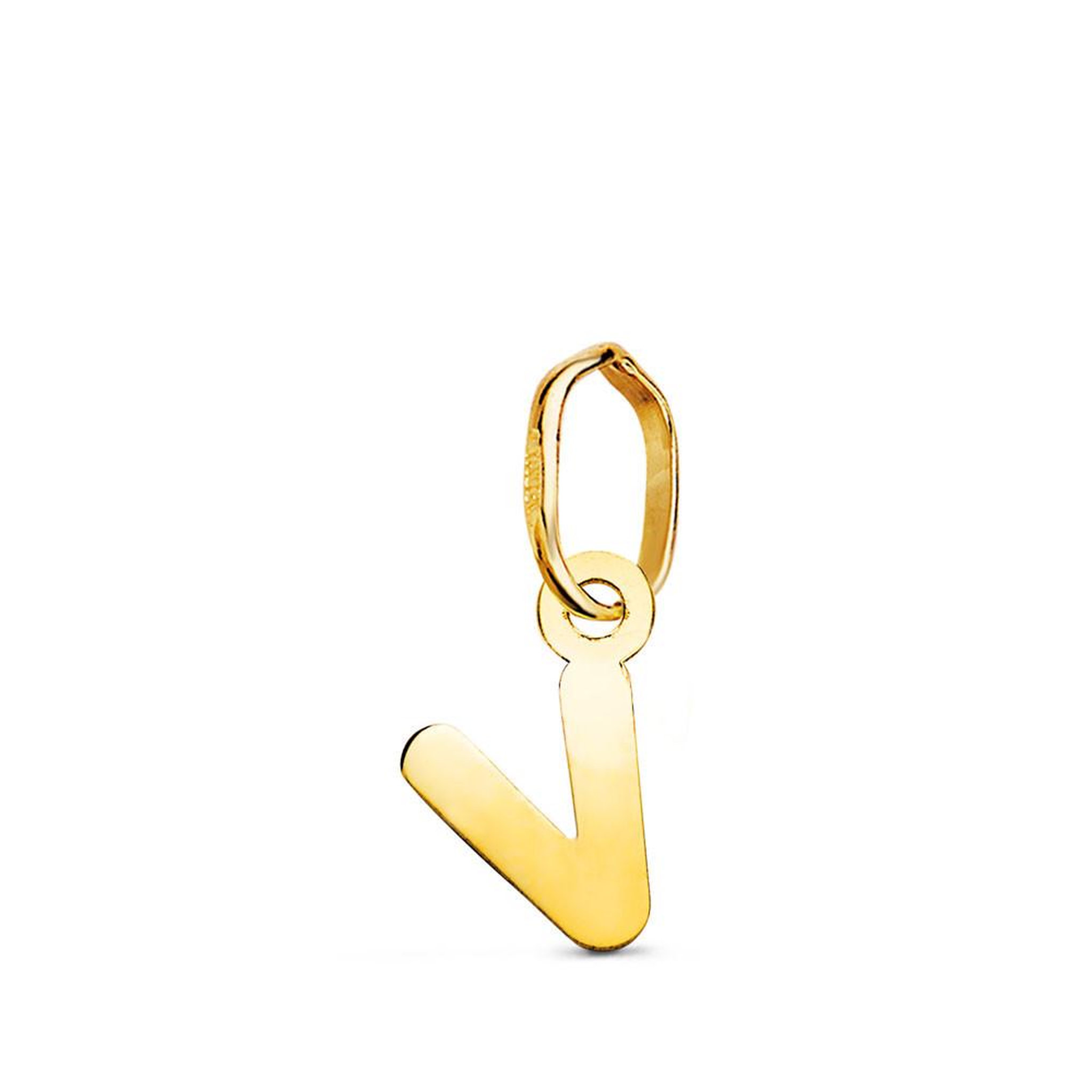 L'ATELIER D'AZUR Pendentif Or 18 Carats 750 Jaune - Initiale Lettre  V  - Chaine Offerte