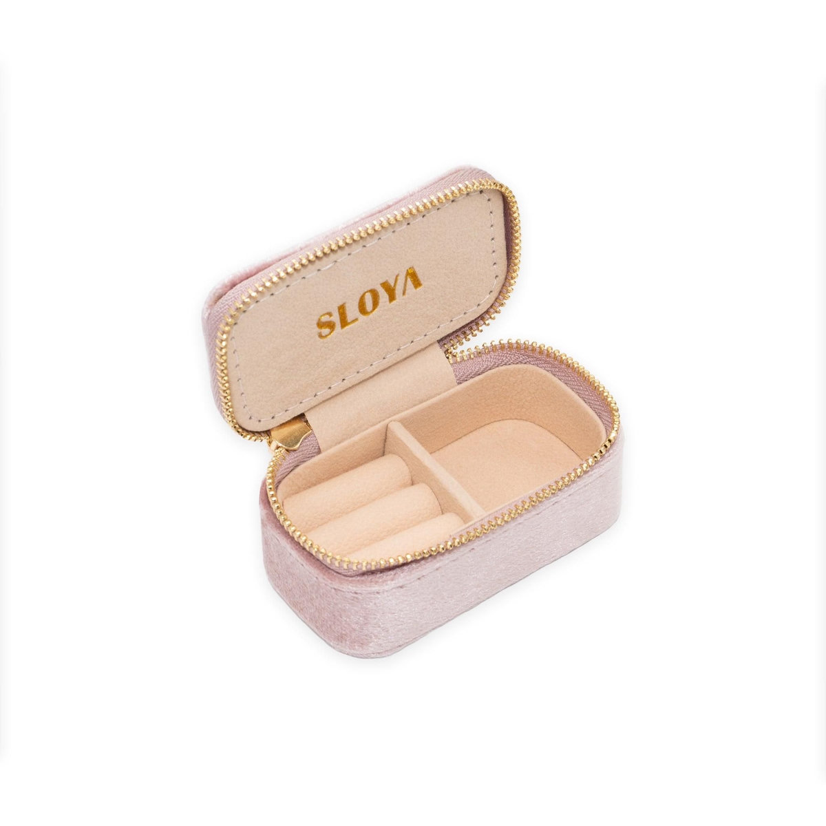 SLOYA Mini boîte à bijoux velours rose pêche