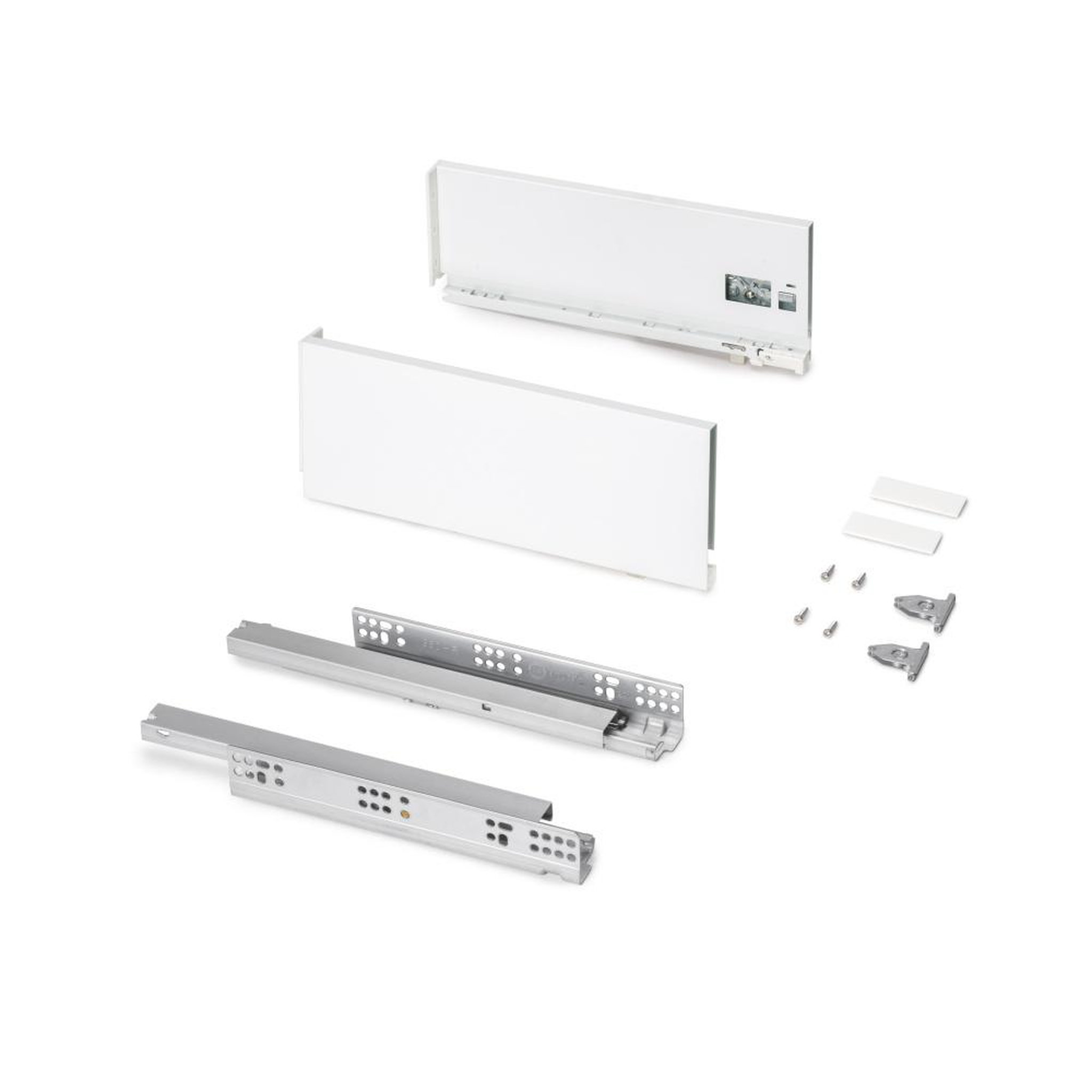 EMUCA SRL Tiroir extérieur Protone 30kg  -  coulisses à sortie totale et fermeture amortie -  hauteur 131mm -  profondeur 350mm -  Acier -  Peint en blanc