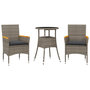 Voir la diapositive 2 : VIDAXL Ensemble a manger de jardin et coussins 3 pcs gris rotin verre