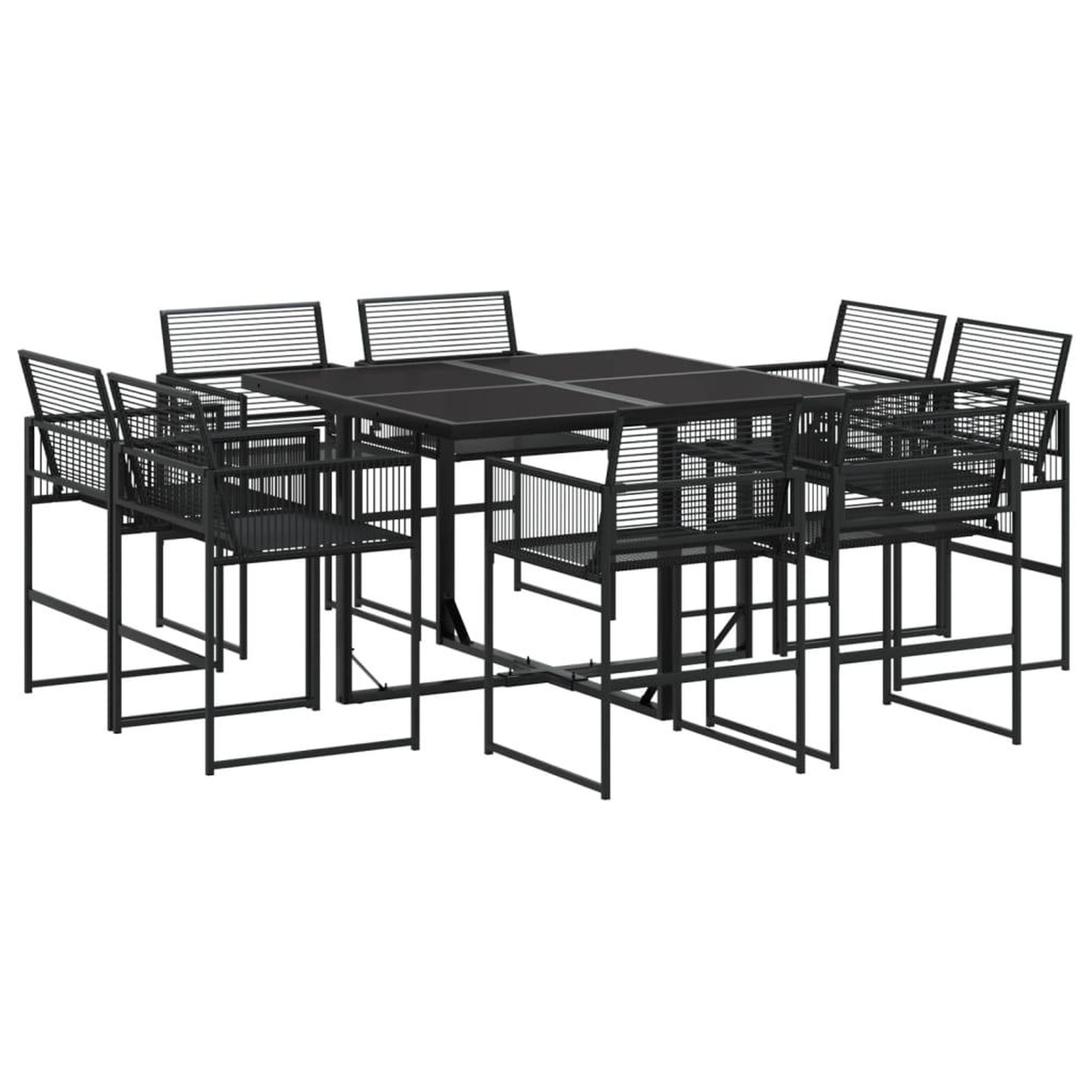 Voir la diapositive 2 : VIDAXL Ensemble a manger de jardin 9 pcs Noir Resine tressee
