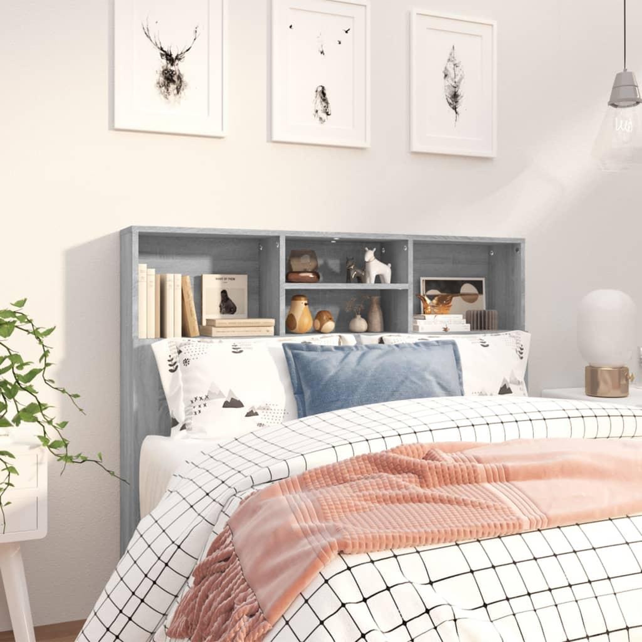 Voir la diapositive 1 : VIDAXL Armoire de tete de lit Sonoma gris 120x19x103,5 cm