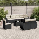 VIDAXL Salon de jardin 9 pcs avec coussins noir resine tressee