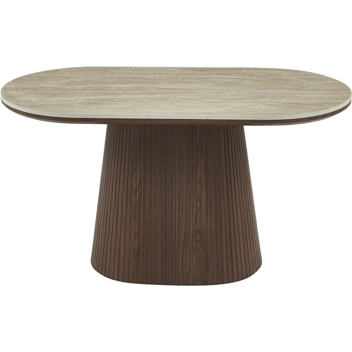 Habitat et Jardin Table basse ovale en céramique  Portofino  - 120 cm -Travertin et marron