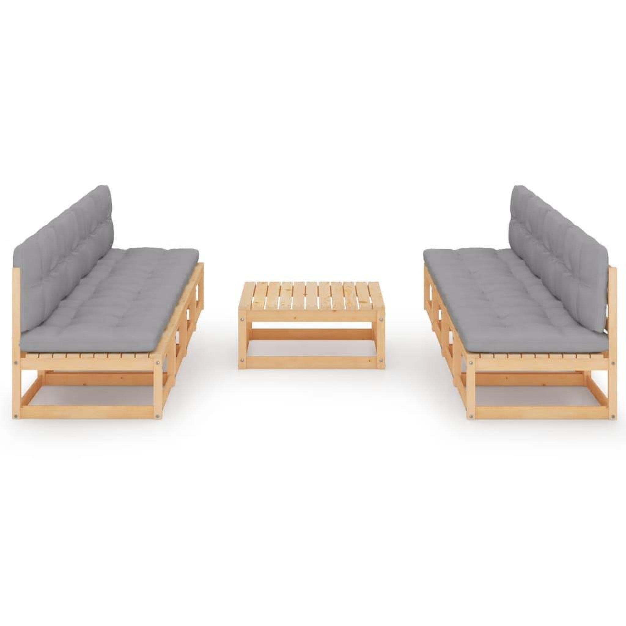Voir la diapositive 3 : VIDAXL Salon de jardin 9 pcs avec coussins Bois de pin massif