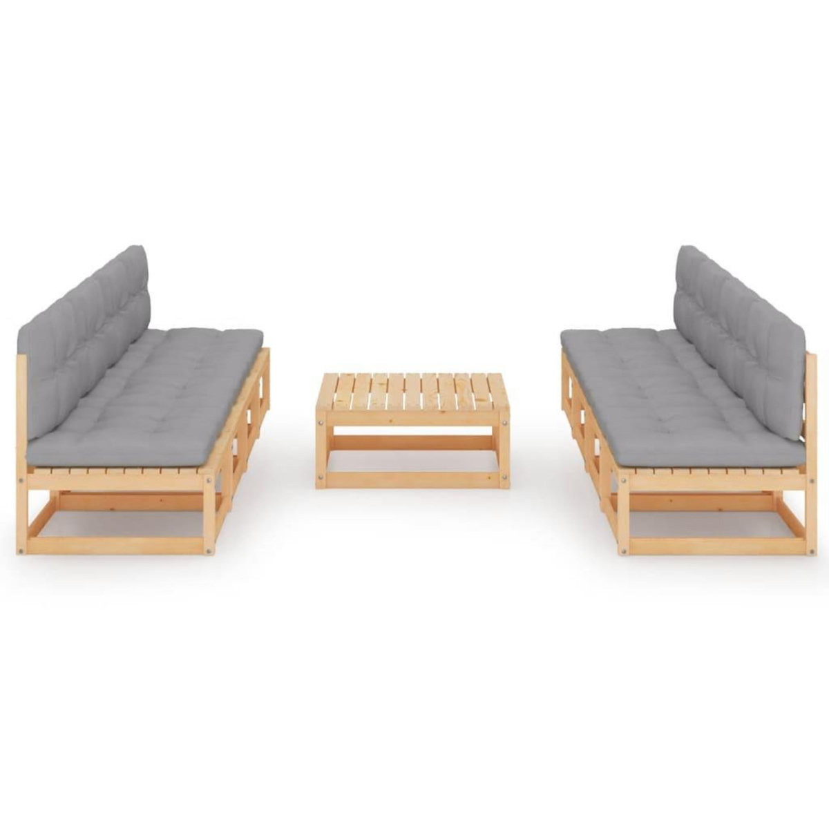 VIDAXL Salon de jardin 9 pcs avec coussins Bois de pin massif