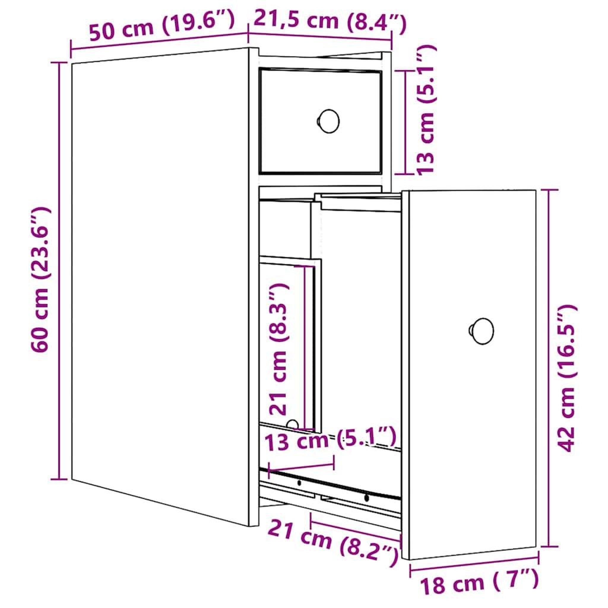 Voir la diapositive 6 : VIDAXL Armoire de salle de bain etroite avec roulettes chene fume