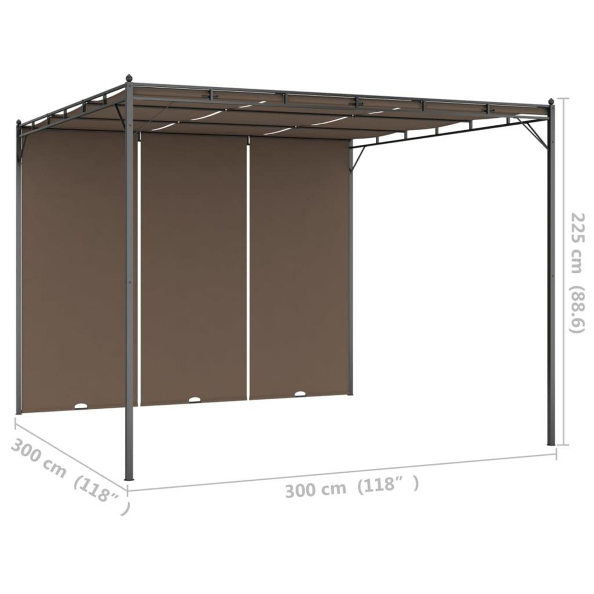 VIDAXL Belvedere de jardin avec rideau lateral 3x3x2,25 m Taupe