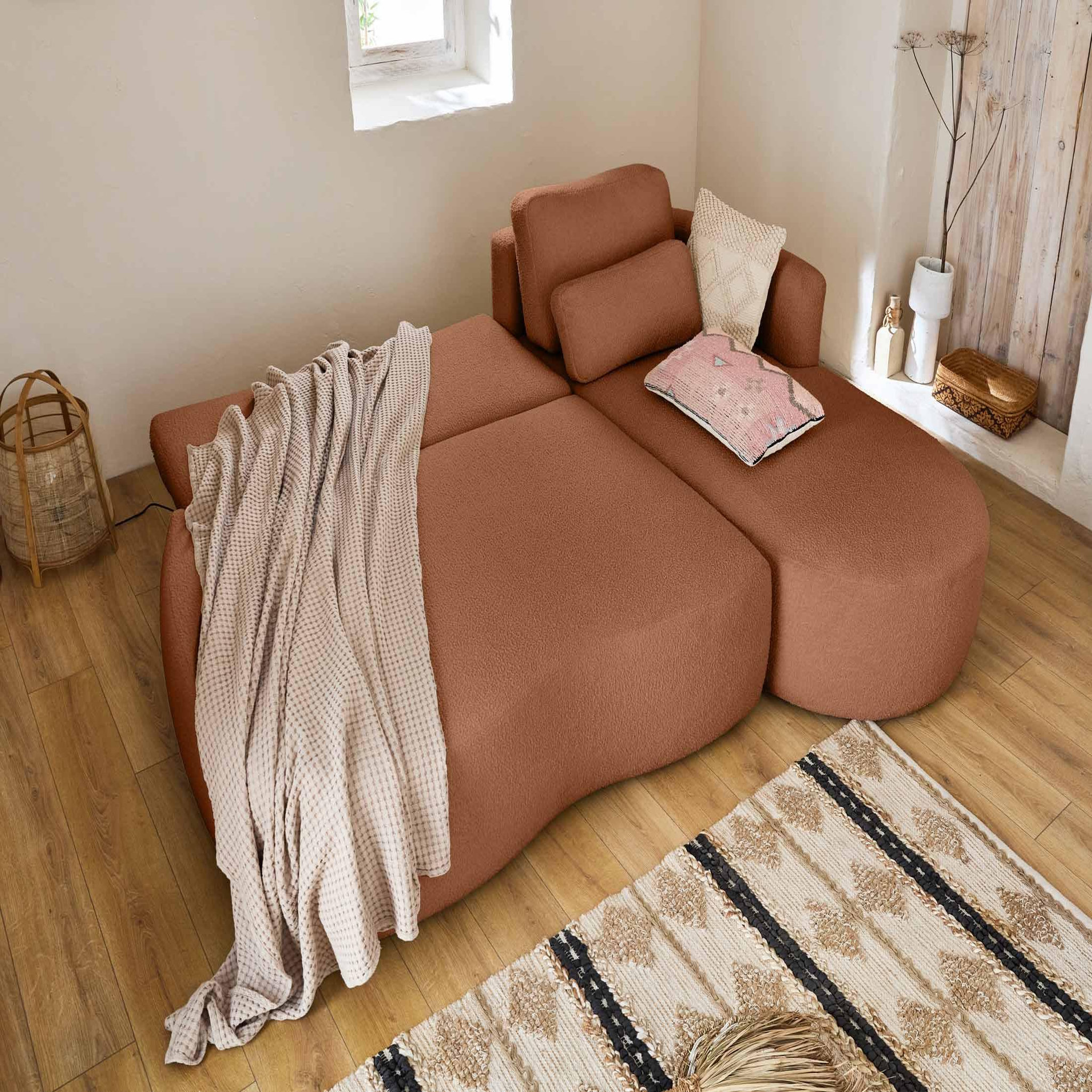 Voir la diapositive 2 : LISA DESIGN Mahina - canapé d'angle droit - 4 places - convertible avec coffre - en tissu bouclette