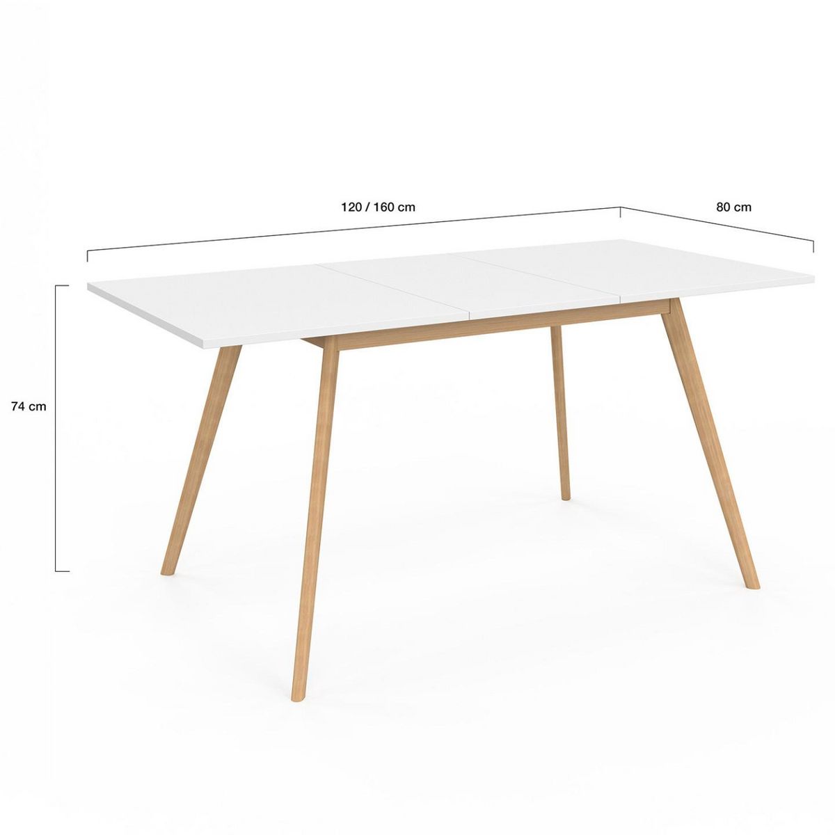 ID MARKET Table scandinave extensible rectangle INGA 4-8 personnes blanche 120-160 cm