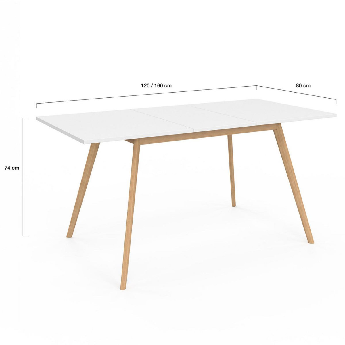 ID MARKET Table scandinave extensible rectangle INGA 4-8 personnes blanche 120-160 cm