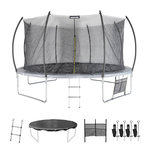 SWEEEK Trampoline rond Ø 430cm gris avec filet de protection intérieur - Venus Inner XXL –  échelle. bâche. filet pour chaussures et kit d'ancrage 4.30m 430 cm
