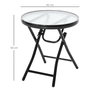 Voir la diapositive 3 : OUTSUNNY Table basse ronde bistro de jardin Ø 45 x 50H cm pliable métal époxy noir plateau verre trempé