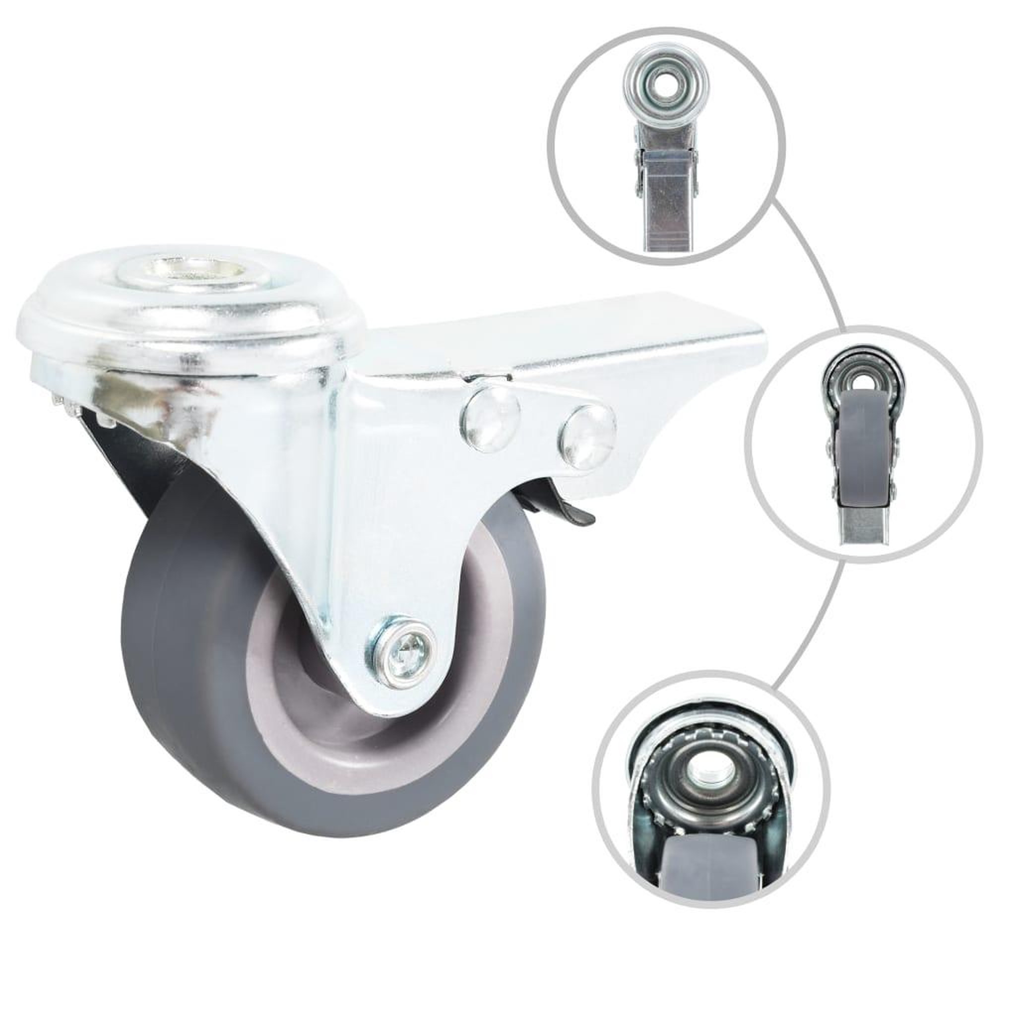 Voir la diapositive 2 : VIDAXL 24 pcs Roulettes pivotantes a trou de boulon 50 mm
