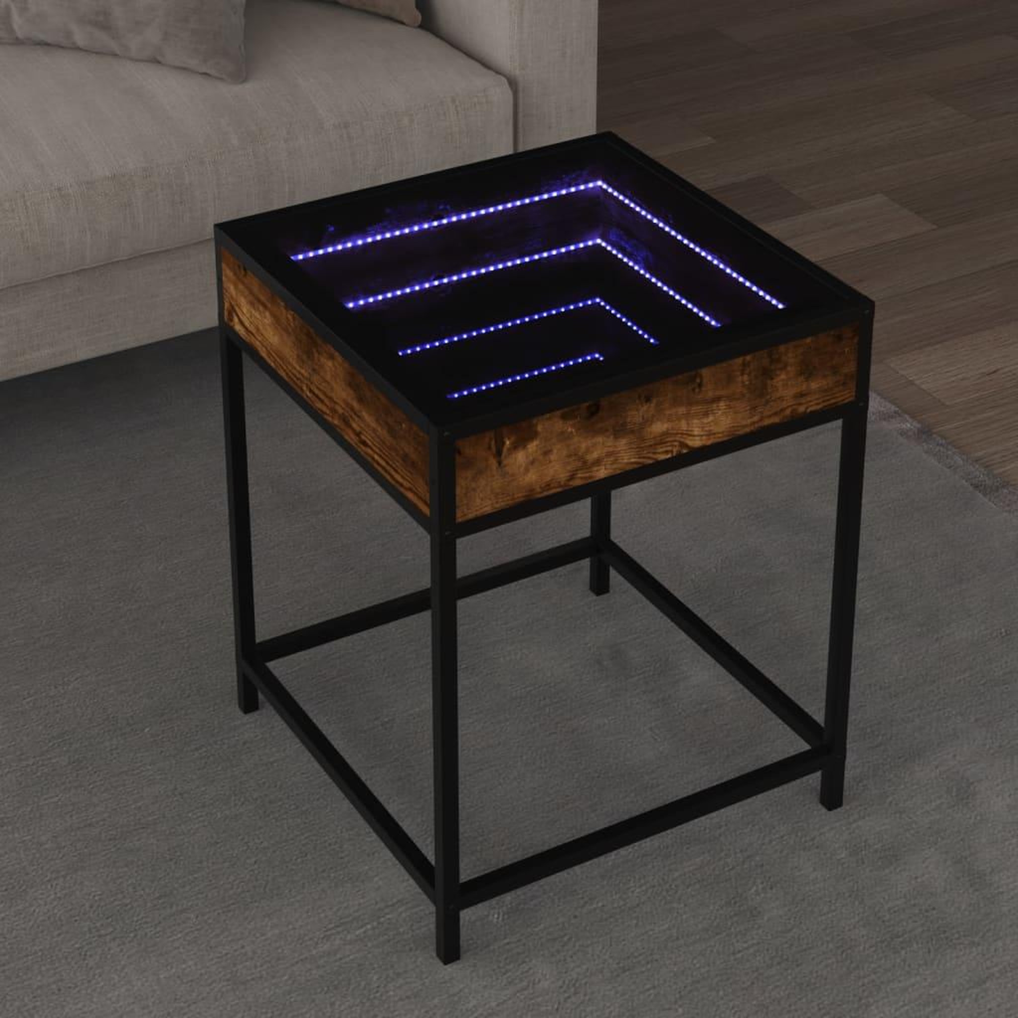 VIDAXL Table basse avec LED Infinity chene fume 40x40x51 cm