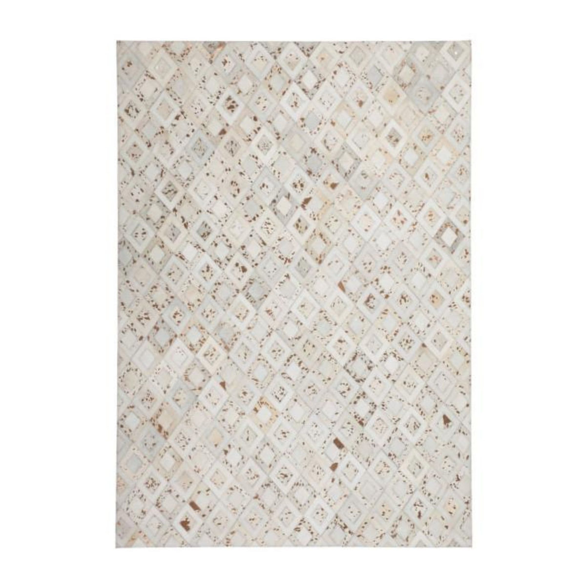 Paris Prix Tapis en Cuir Effet Métallique  Spark  Ivoire & Chrome