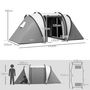 Voir la diapositive 3 : OUTSUNNY Tente de camping familiale 4-5 pers. 2 chambres 3 fenêtres sac gris