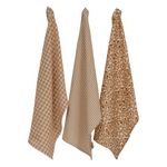 ATMOSPHERA Lot de 3 Torchons de Cuisine  Léopardi  45x70cm Beige