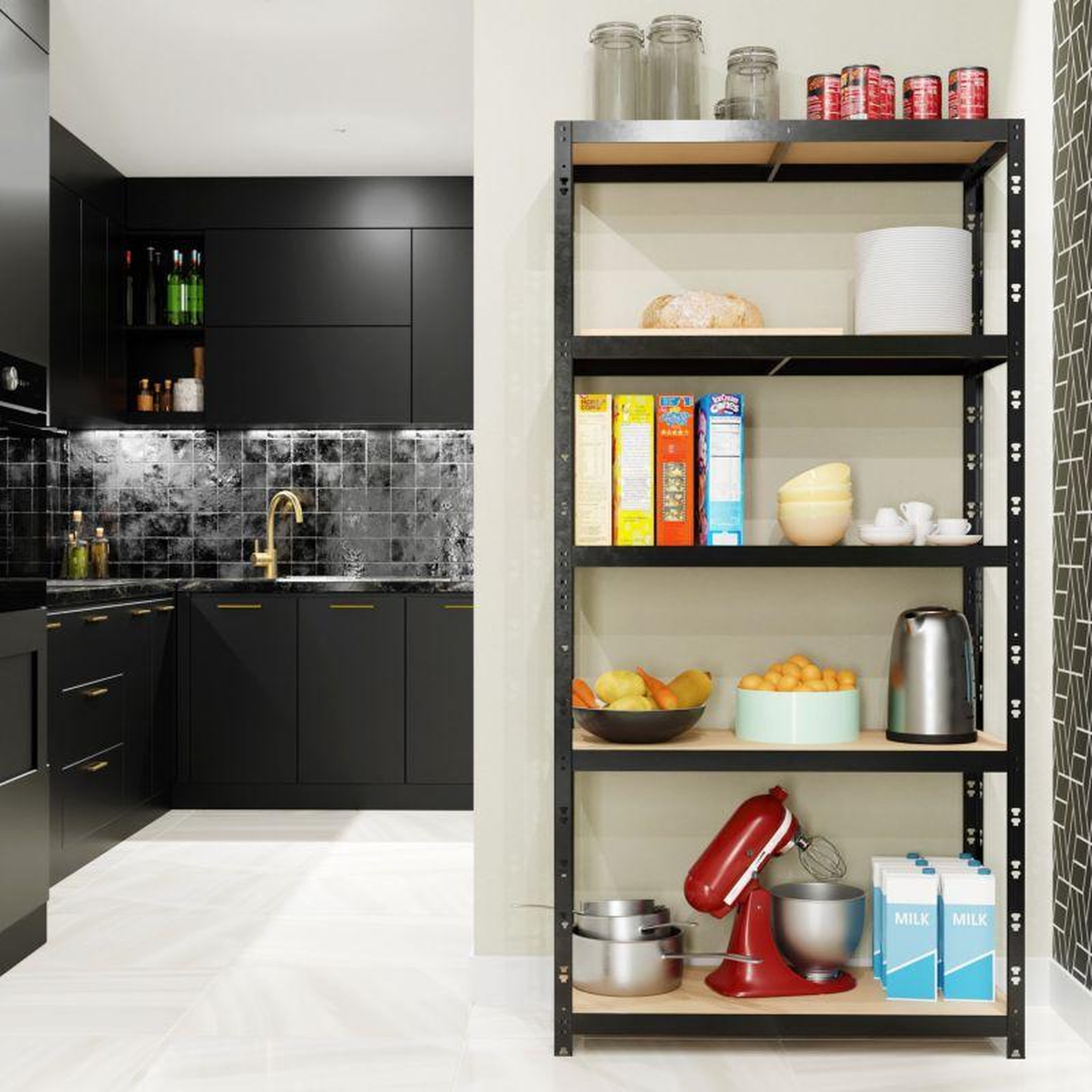 Voir la diapositive 6 : EUROSPEN Lot de 2 Etagères de Rangement modulables et polyvalentes pour atelier, garage, cave...Charges Lourdes 180x90x40cm x2 - Noir