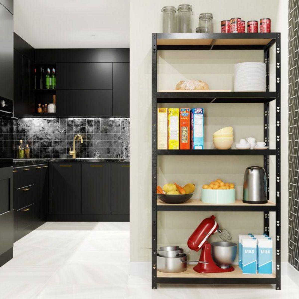 EUROSPEN Lot de 2 Etagères de Rangement modulables et polyvalentes pour atelier, garage, cave...Charges Lourdes 180x90x40cm x2 - Noir