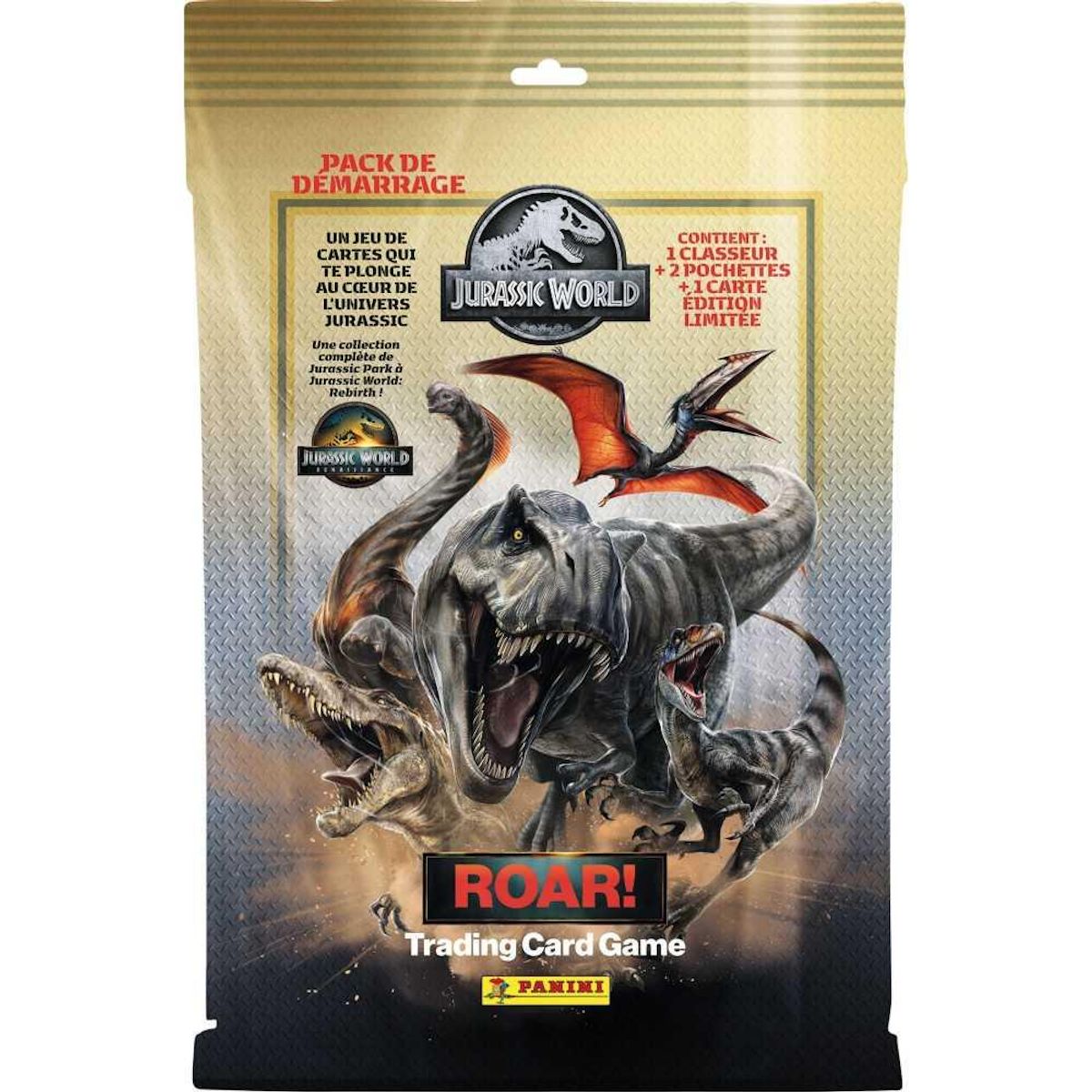 Panini Pack de démarrage - PANINI - JURASSIC WORLD 4 TCG - Album + 2 pochettes - 16 cartes - Carte Edition limitée N°1
