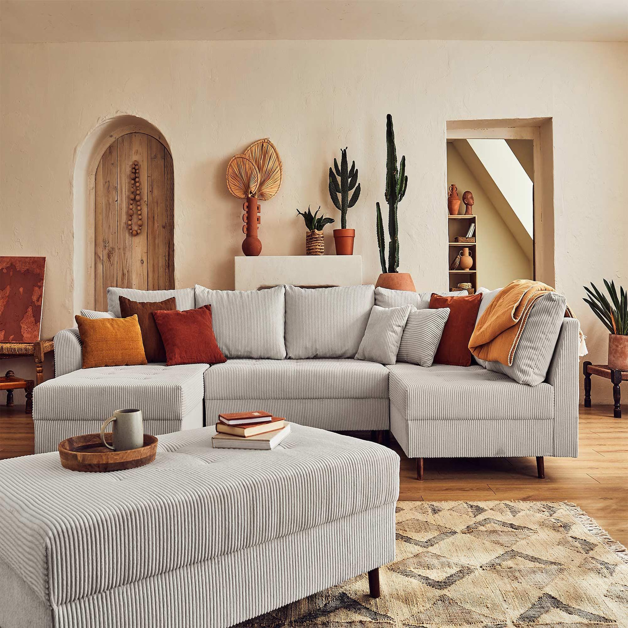 Voir la diapositive 3 : LISA DESIGN Rune - pouf modulable - en velours côtelé