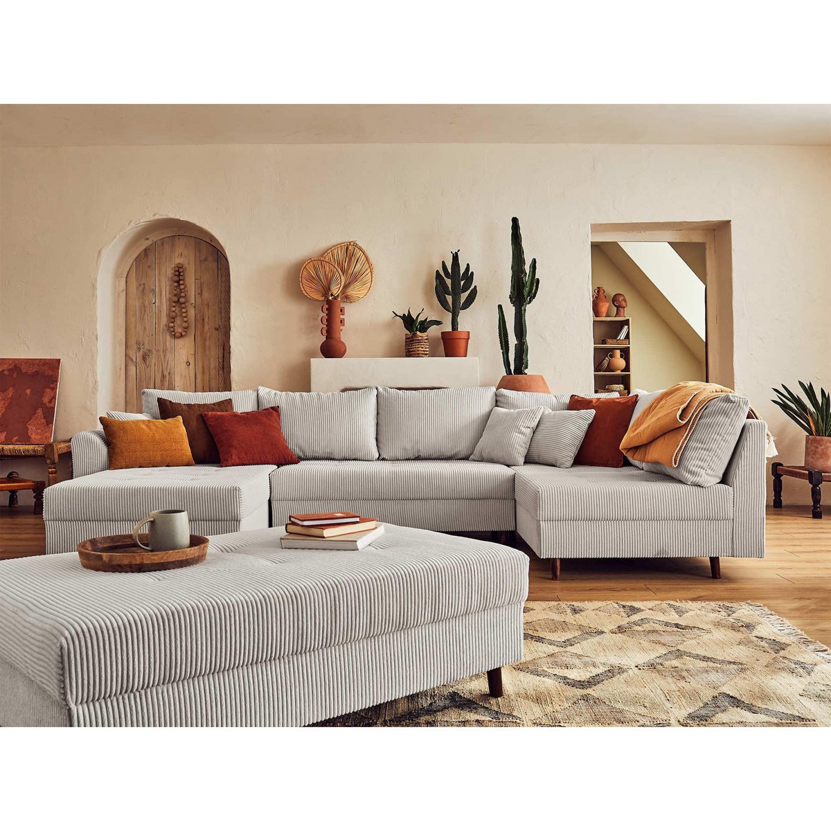 LISA DESIGN Rune - pouf modulable - en velours côtelé