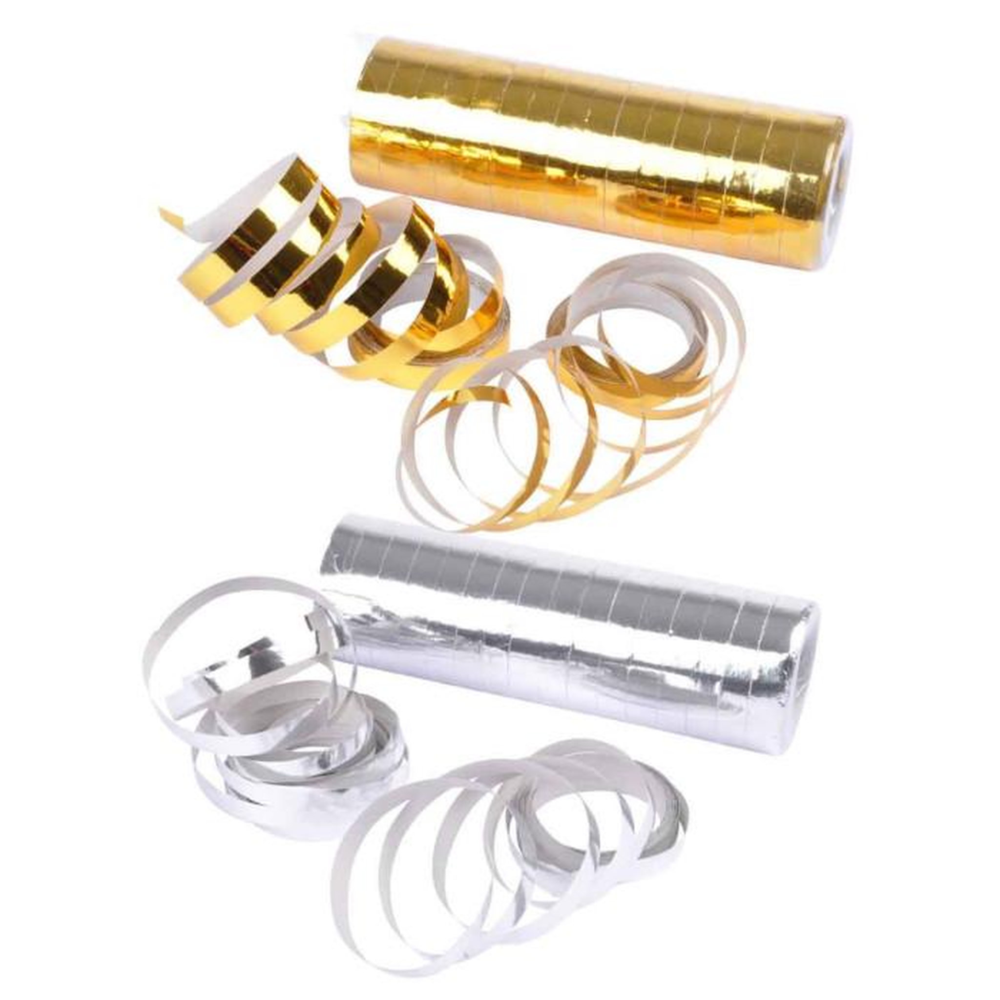 Voir la diapositive 1 : Paris Prix Lot de 2 Rouleaux  Serpentins  4m Argent & Or