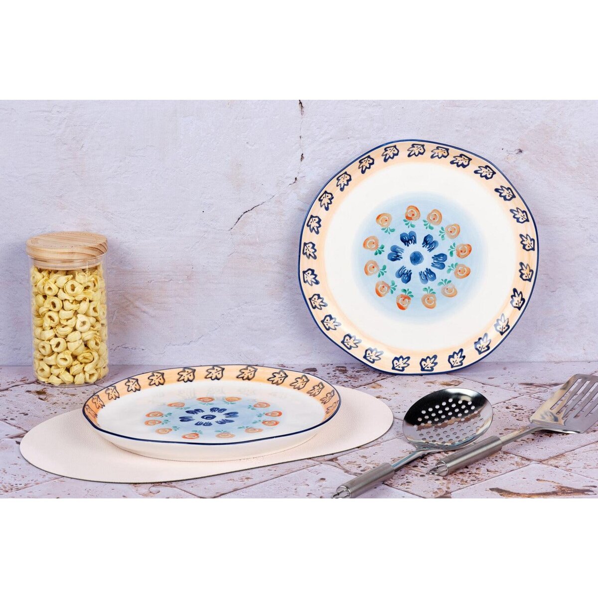 BJORN Plateau de service NAPOLI Ø30cm - 2 pièces - Agrume