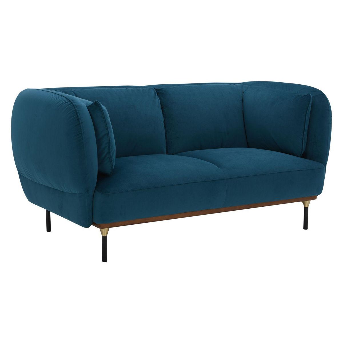 ATMOSPHERA Canapé en velours Isée 2 places - Bleu nuit