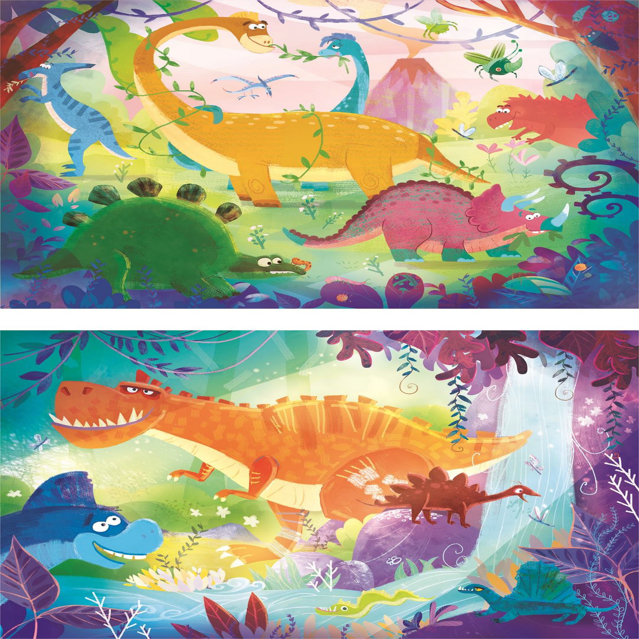 Voir la diapositive 2 : CLEMENTONI Puzzle super color - Dinosaures - 2x20 pièces