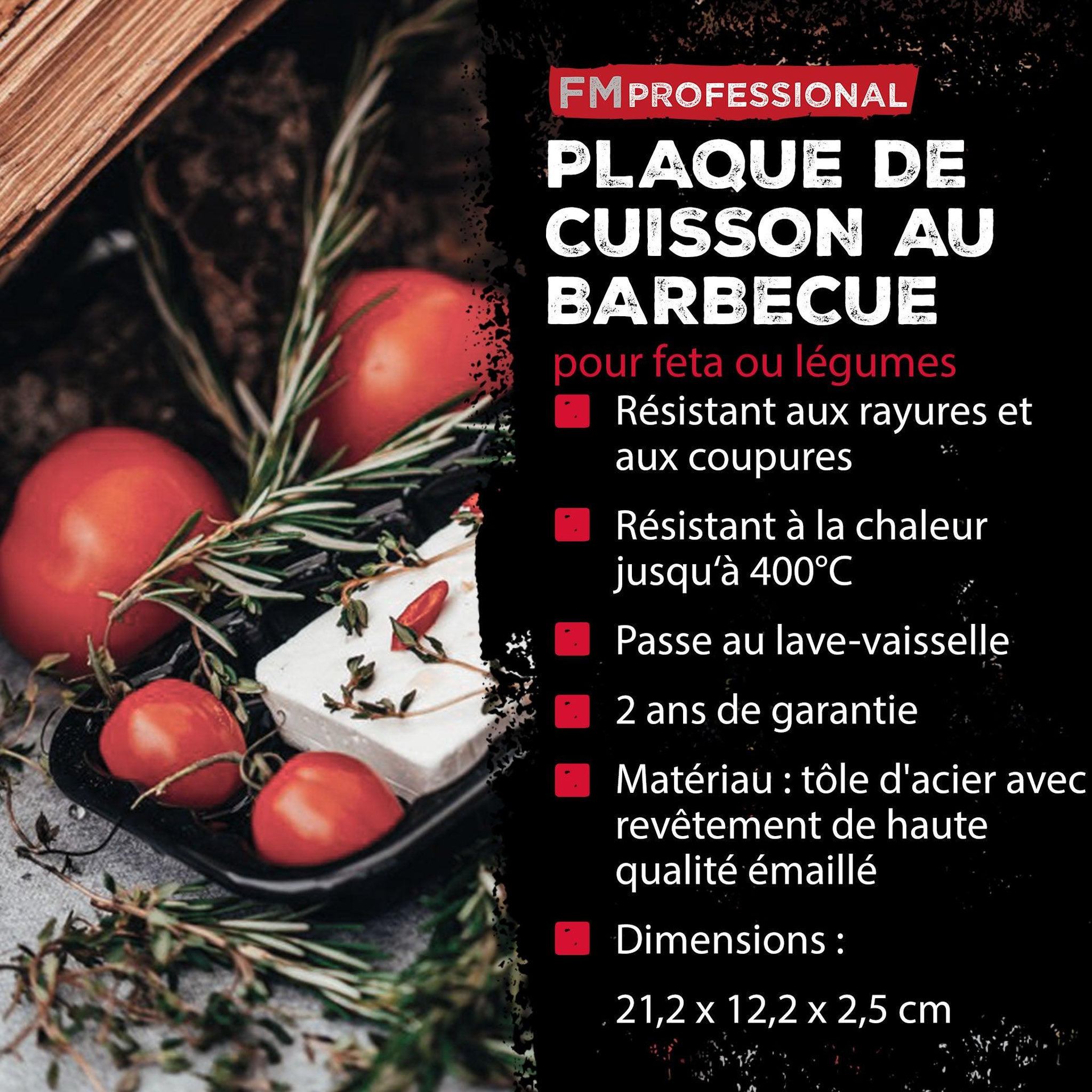 Voir la diapositive 3 : FM PROFESSIONAL Lot de 3 plats de cuisson en acier émaillé 40 x 34 cm, 21 x 12 cm, 28 x 33 cm fm professional barbecue