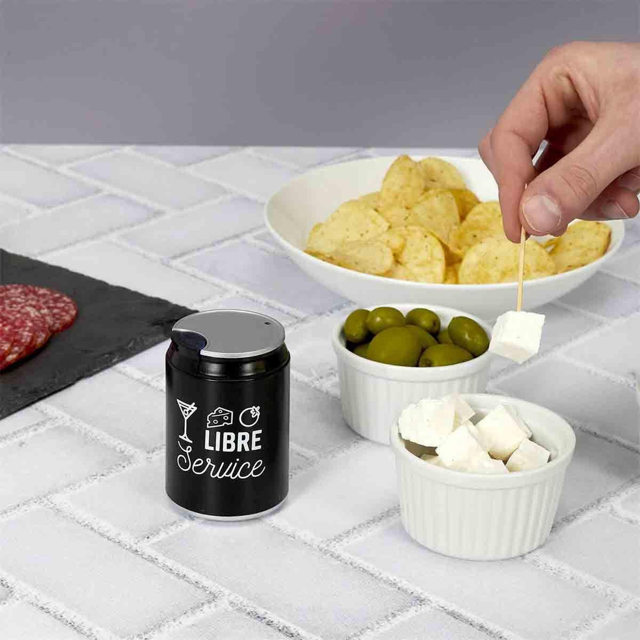 Voir la diapositive 4 : The Home Deco Factory Lot de 50 Piques Apéro  Distributeur  8cm Noir